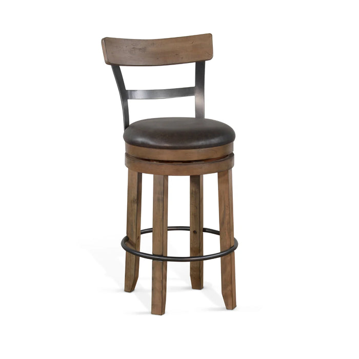 Purity Craft Bar Swivel Barstool, Cushion Seat Buckskin