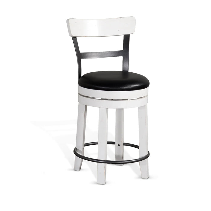 Purity Craft Counter Barstool with Back & Swivel, Cushion Seat European Cottage