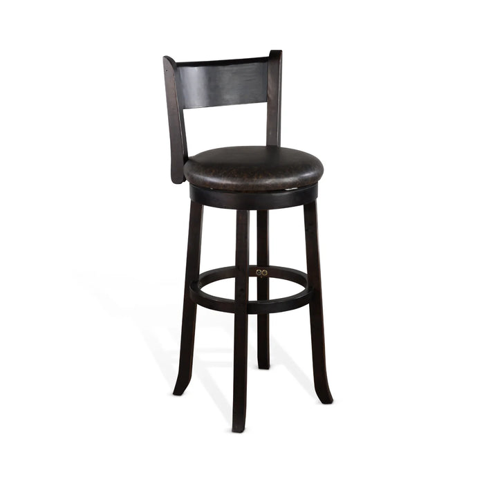 Purity Craft Bar Swivel Barstool, Cushion Seat & Back Black Walnut