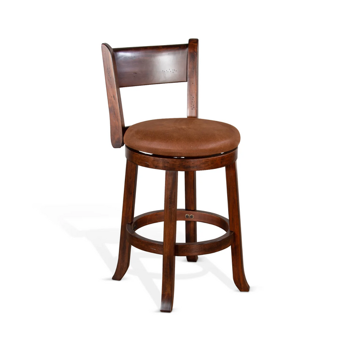 Purity Craft Counter Swivel Barstool, Cushion Seat & Back Dark Chocolate