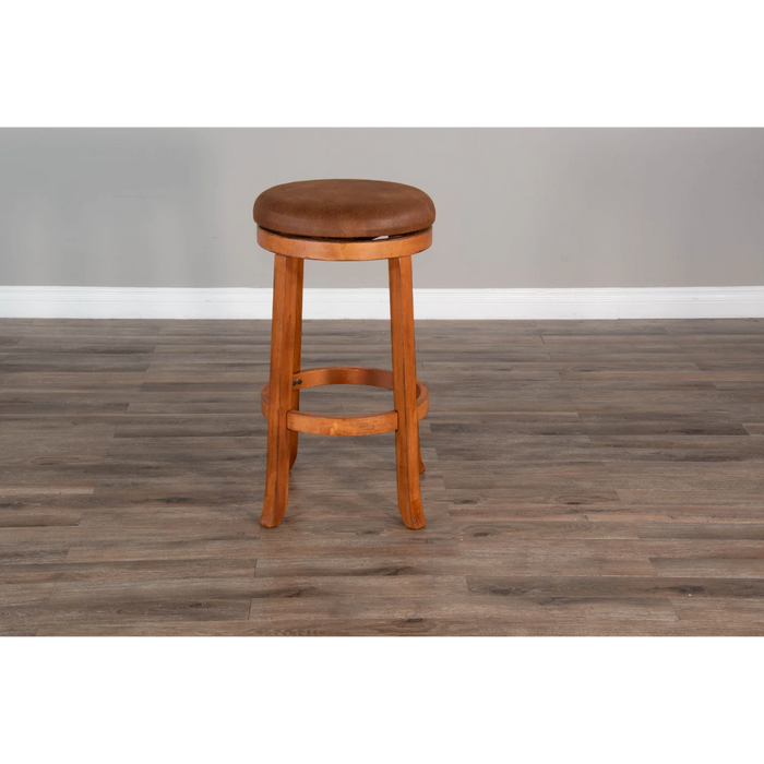 Purity Craft Bar Swivel Stool, Cushion Seat Rustic Oak