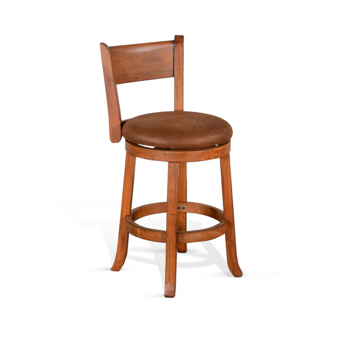 Purity Craft Counter Swivel Barstool, Cushion Seat & Back Rustic Oak