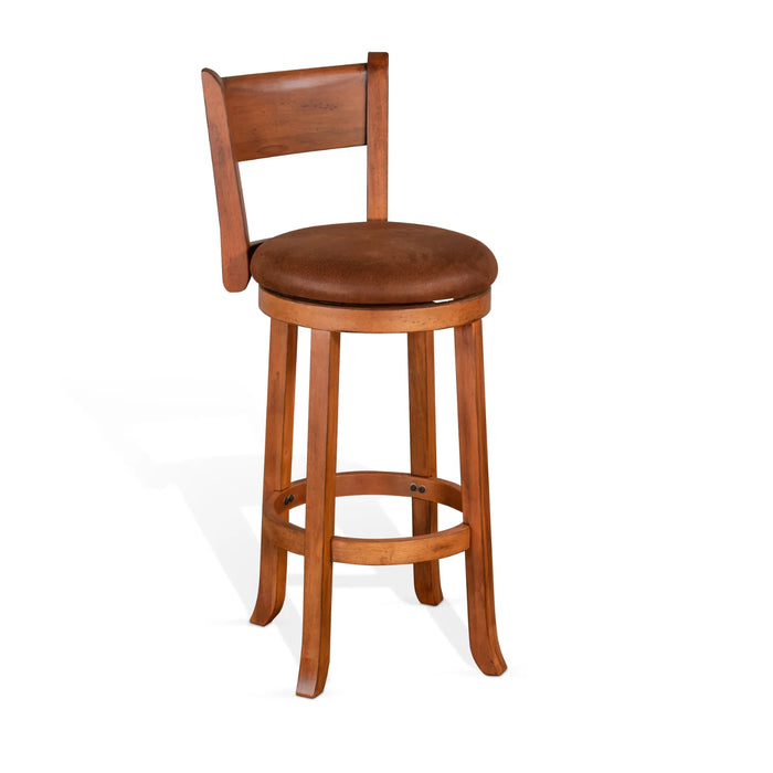 Purity Craft Bar Swivel Barstool, Cushion Seat & Back Rustic Oak