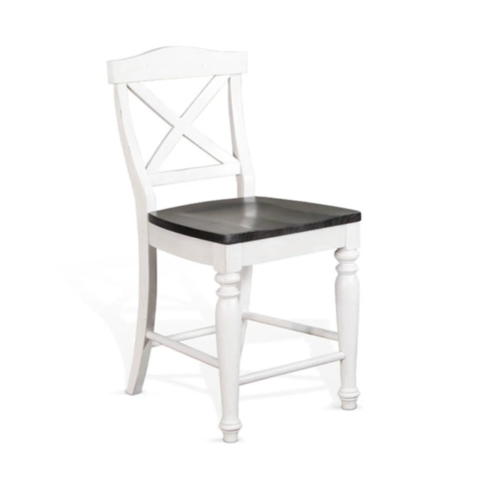 Purity Craft Counter Carriage House Crossback Barstool, Wood Seat European Cottage