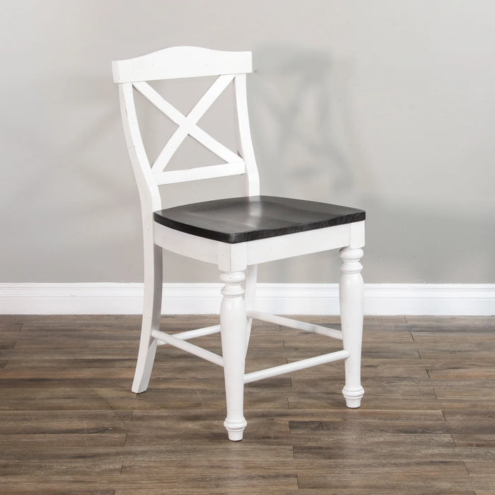 Purity Craft Counter Carriage House Crossback Barstool, Wood Seat European Cottage