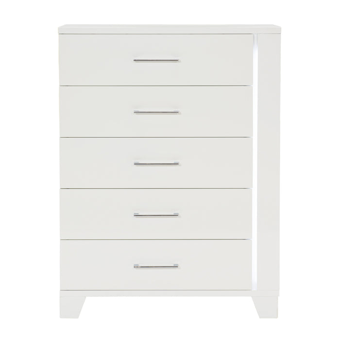 Kerren White High Gloss Chest, LED Lighting