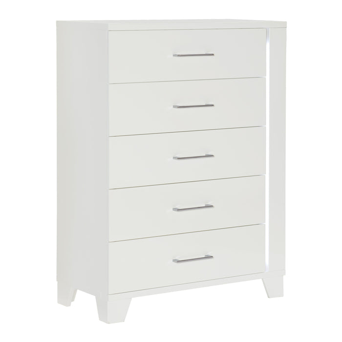 Kerren White High Gloss Chest, LED Lighting