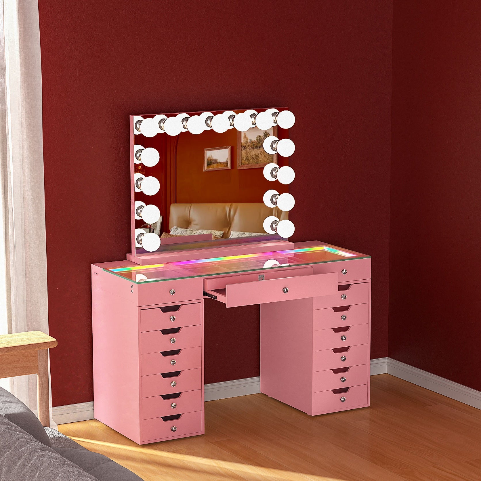 Promotion! VANITII Lisa Vanity Set with Marilyn Vanity Mirror