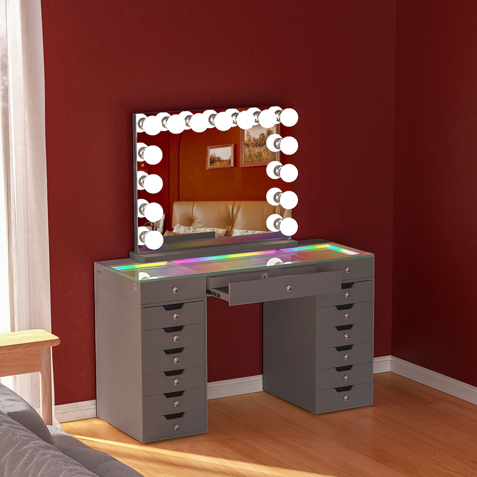Promotion! VANITII Lisa Vanity Set with Marilyn Vanity Mirror