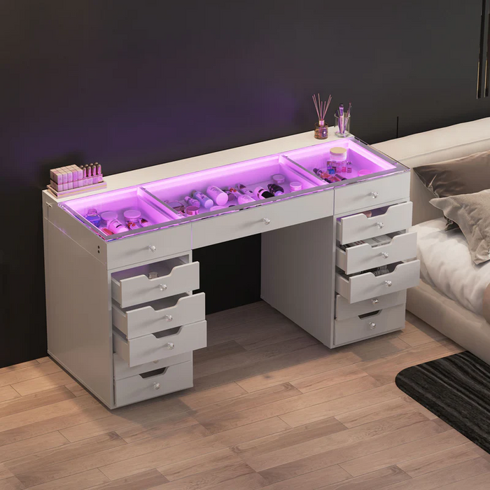 VANITII Eva-RGB Vanity Desk Pro - 13 Storage Drawers