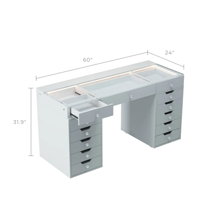 VANITII Eva-RGB Vanity Desk Pro - 13 Storage Drawers