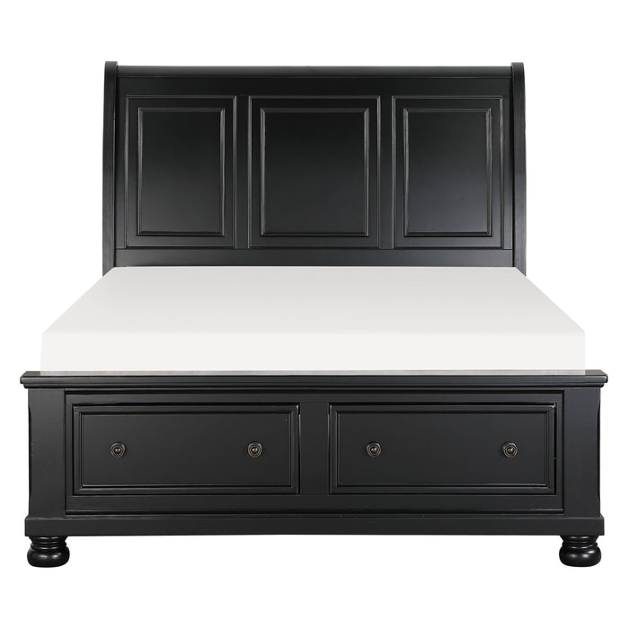 Laurelin Black King Sleigh Storage Platform Bed