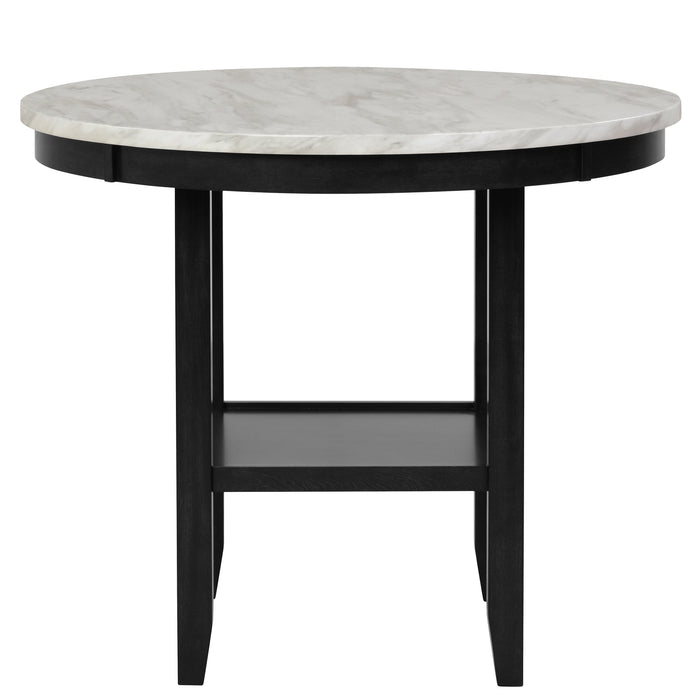 Lennon Black/White Faux Marble-Top Round Counter Height Table