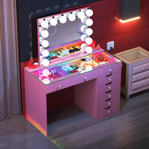 Promotion Deal!VANITII Diana Vanity Desk Set- 8 Storage Drawers with Vanity Mirror