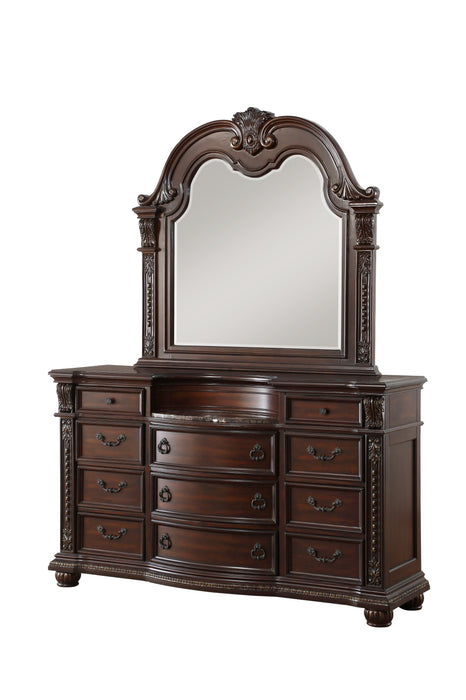 Cavalier Dark Cherry Upholstered Sleigh Bedroom Set