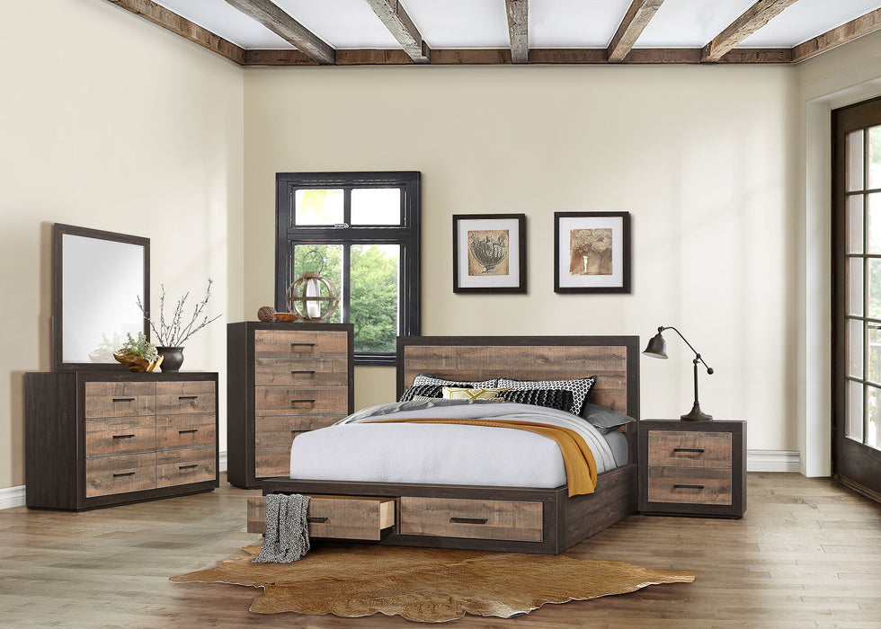 Miter Brown King Storage Platform Bed