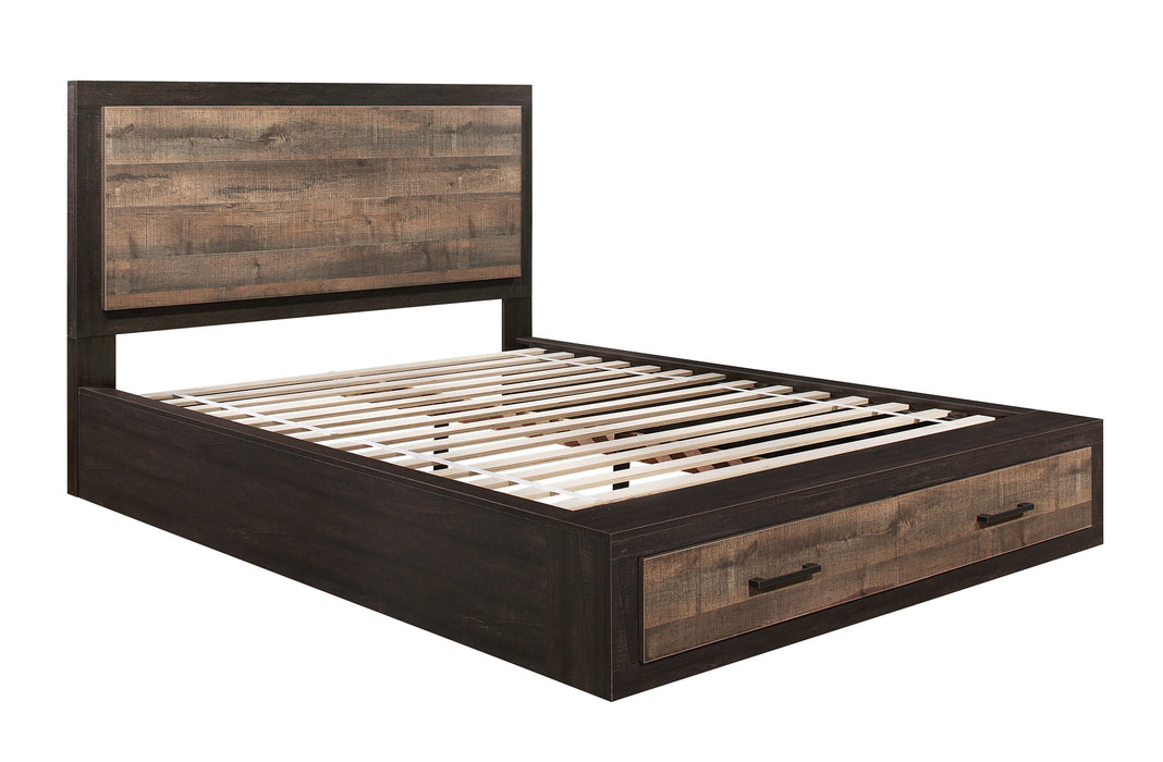 Miter Brown King Storage Platform Bed