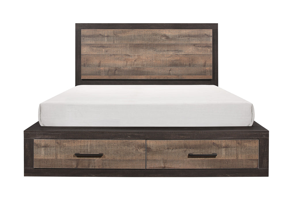 Miter Brown King Storage Platform Bed