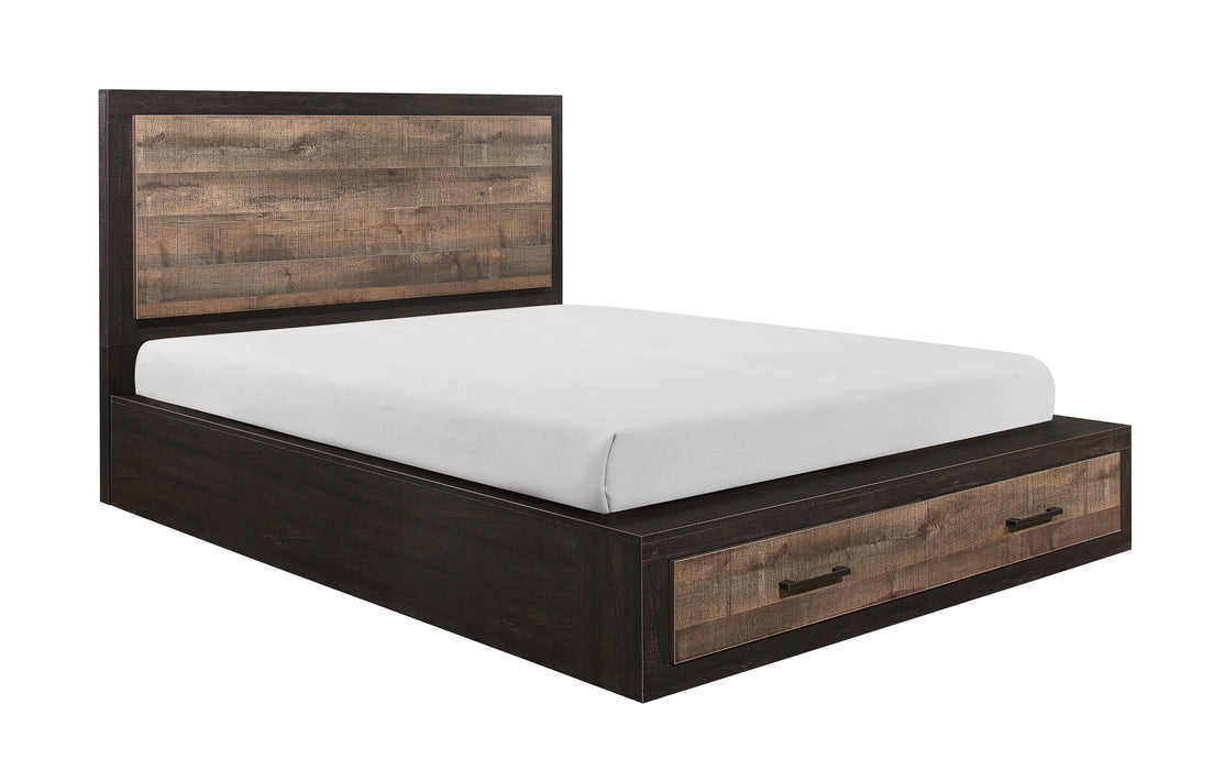 Miter Brown King Storage Platform Bed