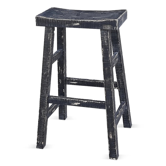 Purity Craft Black Sand Bar Saddle Seat Stool, Wood Seat Black Sand