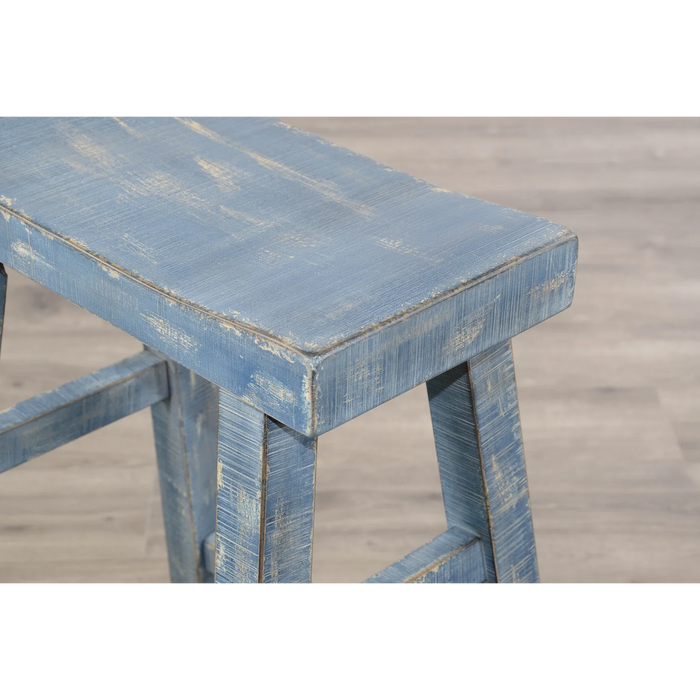 Purity Craft Ocean Blue Counter Saddle Seat Stool, Wood Seat Ocean Blue