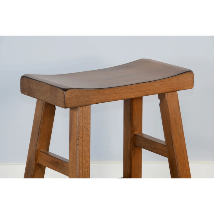 Purity Craft Counter Saddle Seat Stool, Wood Seat Rustic oak