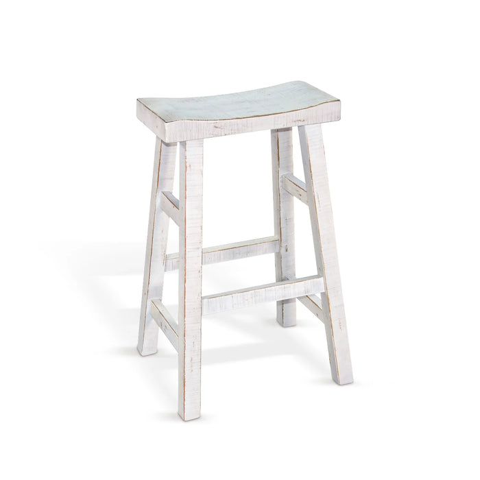 Purity Craft White Sand Bar Saddle Seat Stool, Wood Seat White Sand