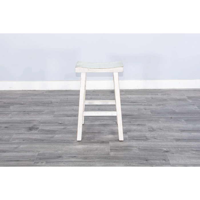 Purity Craft White Sand Bar Saddle Seat Stool, Wood Seat White Sand