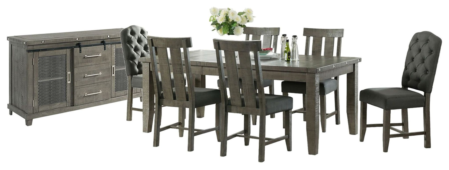 Vilo Home Industrial Charms Gray 7 Piece Dining Set Mix