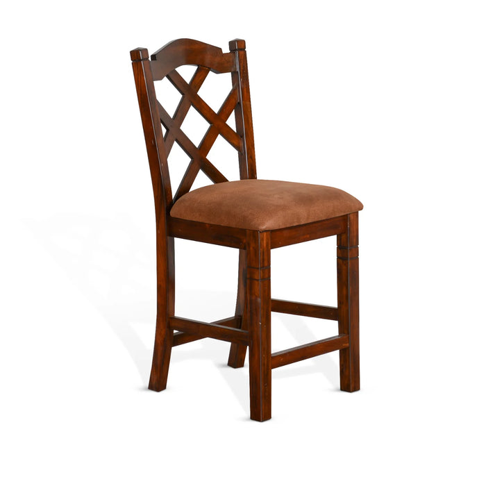 Purity Craft Counter Santa Fe Dbl Crossback Barstool, Cushion Seat Dark chocolate