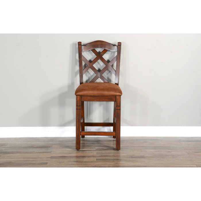 Purity Craft Counter Santa Fe Dbl Crossback Barstool, Cushion Seat Dark chocolate