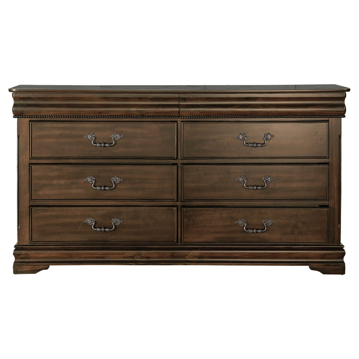 Mont Belvieu Dark Cherry Dresser, Two Hidden Drawers