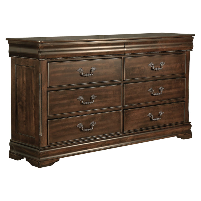 Mont Belvieu Dark Cherry Dresser, Two Hidden Drawers