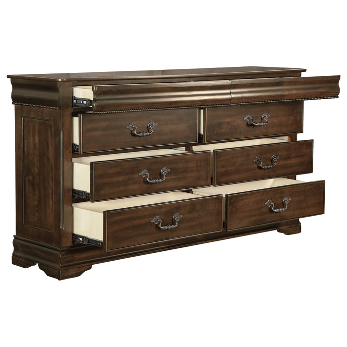 Mont Belvieu Dark Cherry Dresser, Two Hidden Drawers