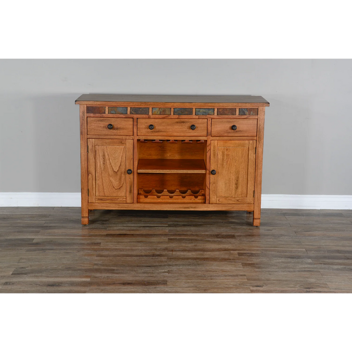 Purity Craft Wood Buffet with Natural Slate Rustic Oak