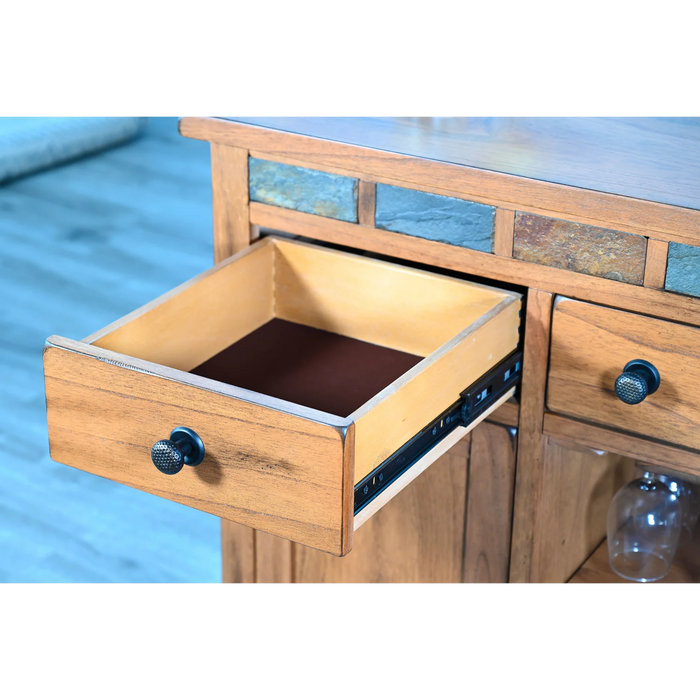 Purity Craft Wood Buffet with Natural Slate Rustic Oak