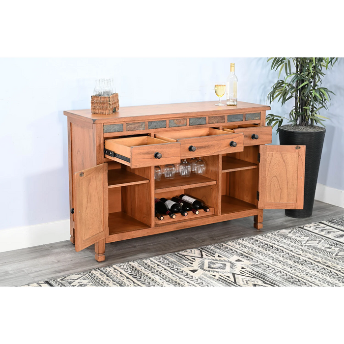 Purity Craft Wood Buffet with Natural Slate Rustic Oak