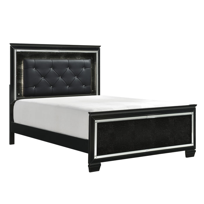 Allura Black King LED Upholstered Panel Bed