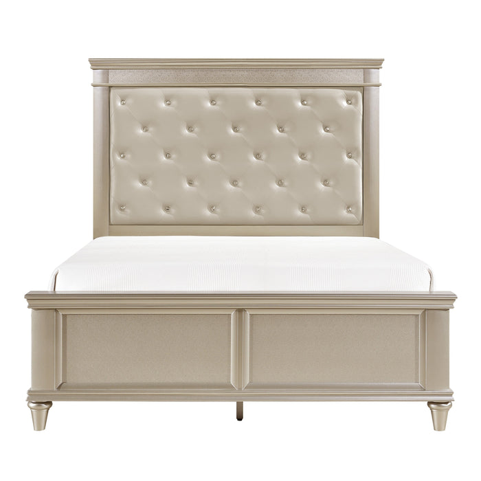 Celandine Silver King Upholstered Panel Bed