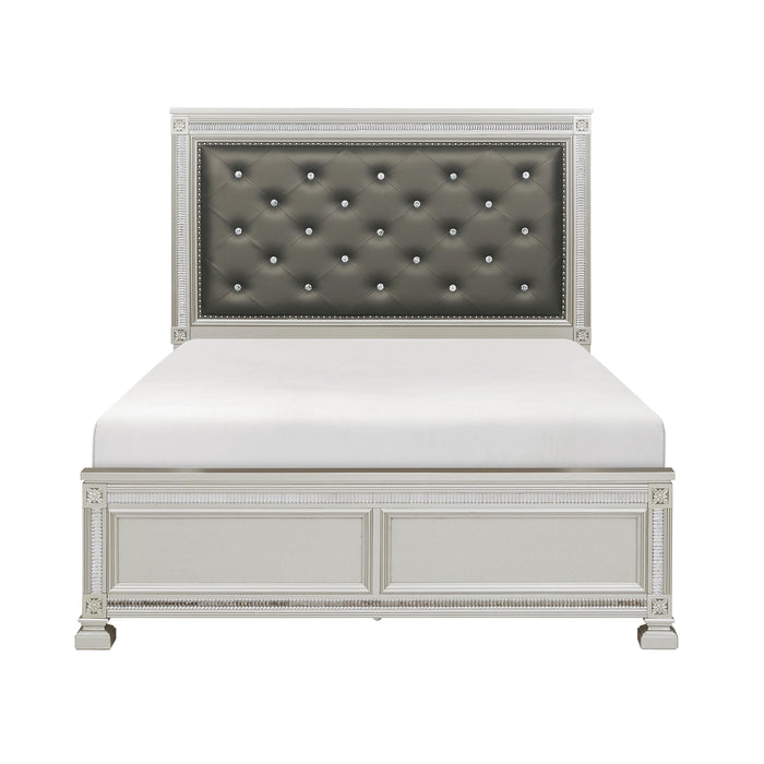 Bevelle Silver Upholstered Queen Bed