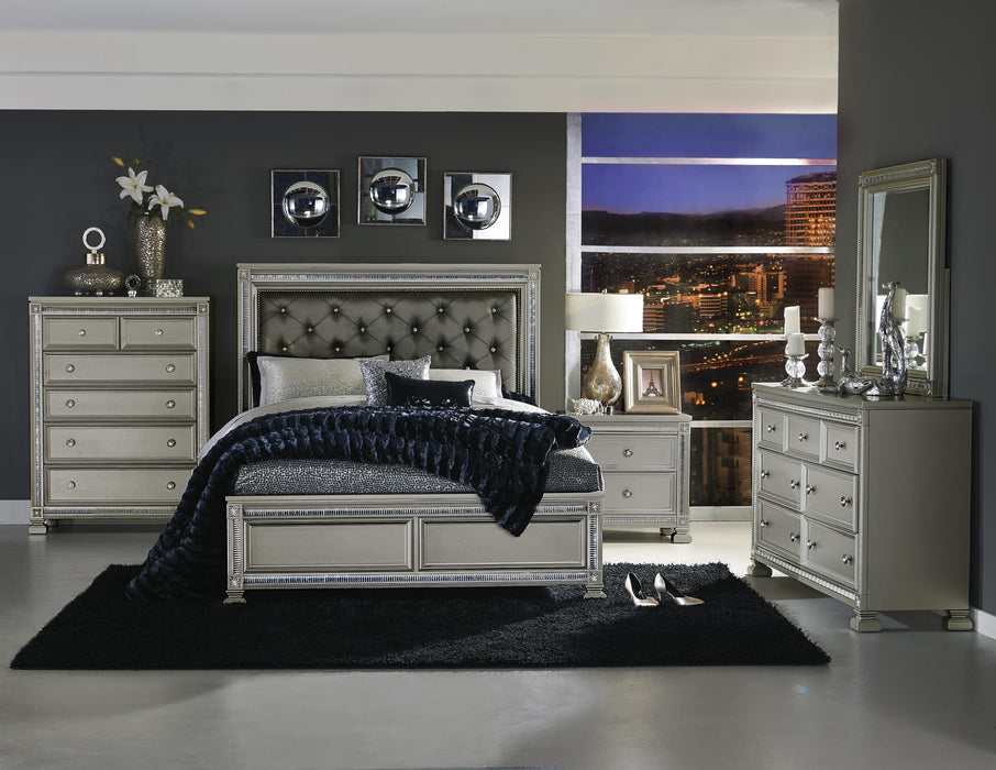 Bevelle Silver Upholstered Queen Bed