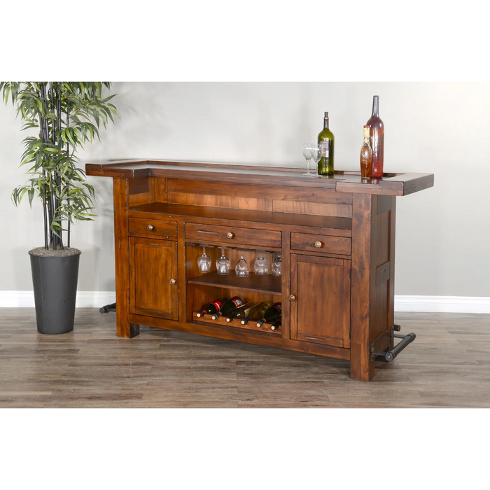 Purity Craft 78' Farmhouse Wood Home Bar Vintage Mocha