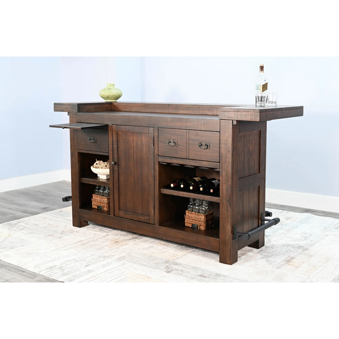 Purity Craft 80' Traditional Wood Home Bar Tobacco Leaf