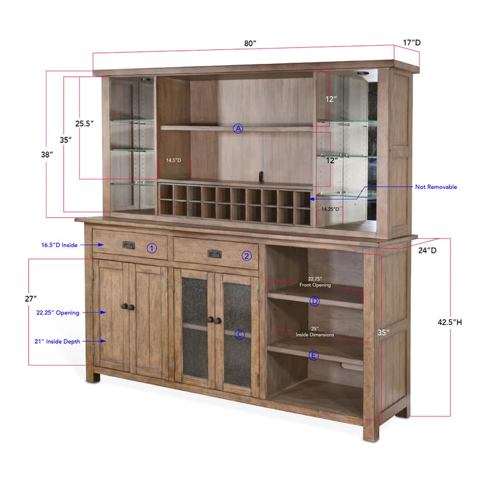 Purity Craft Buffet & Back Bar Hutch Buckskin