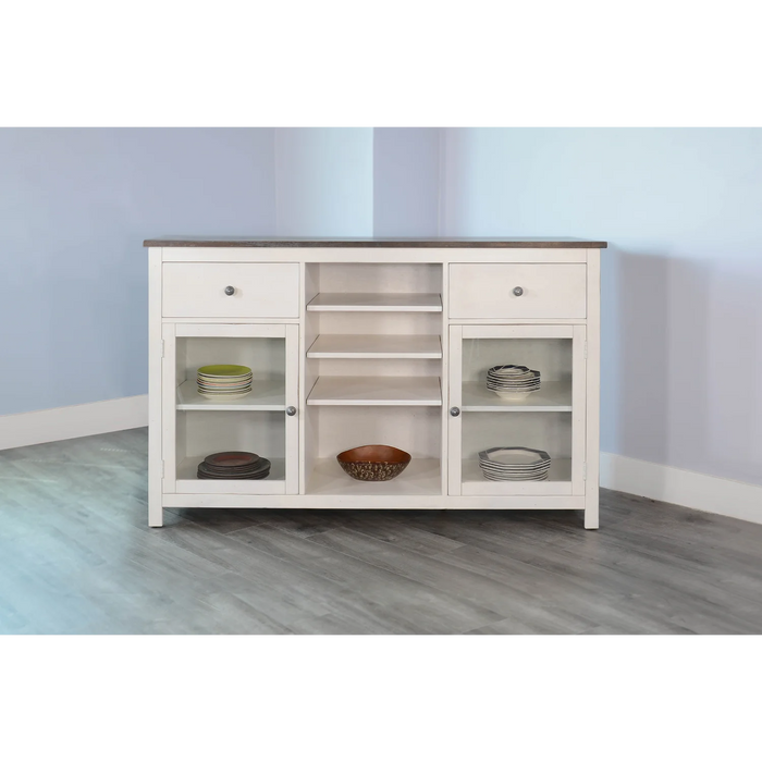 Purity Craft Wood White Buffet with Drawers European Cottage