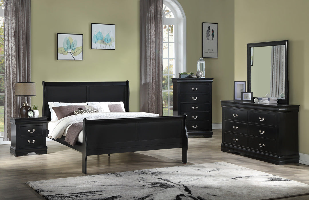 Louis Philip Black King Sleigh Bed