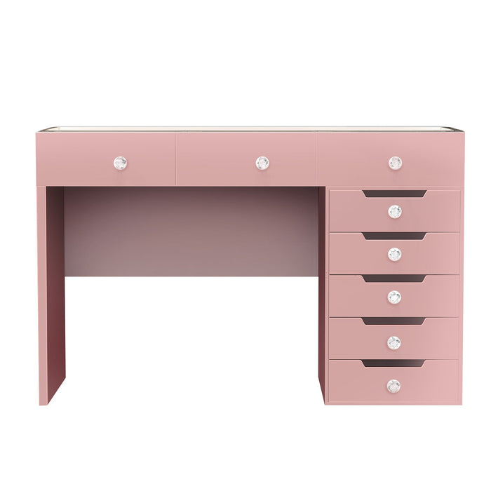 VANITII Diana Pink Vanity Desk - 8 Storage Drawers