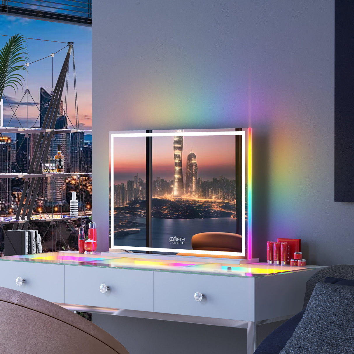 VANITII Luxury Hollywood Glow Vanity Mirror with RGB & Bluetooth Speaker