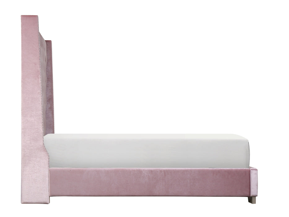 Franco Pink Velvet King Upholstered Bed