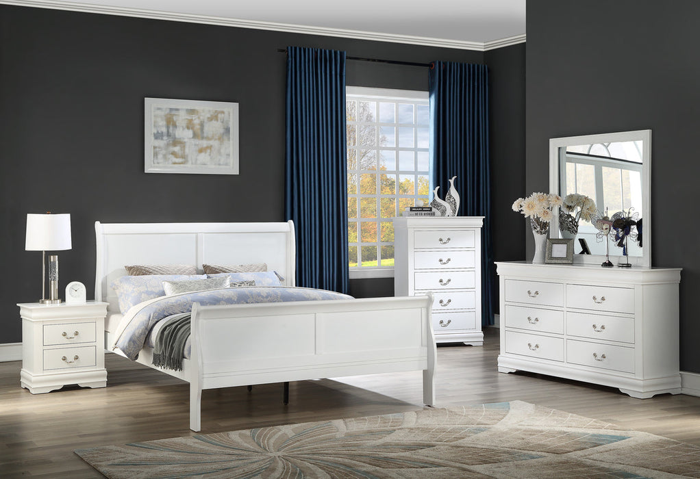 Louis Philip White Sleigh Bedroom Set B3650